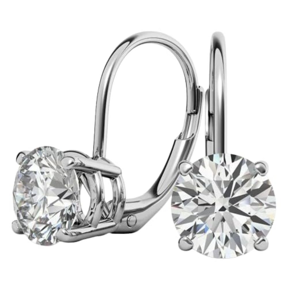 4.0 CTW Round Cut Lab Created Diamond Basket Leverback Earrings